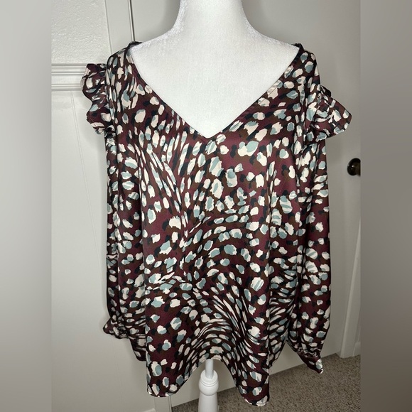 Eloquii Geo print Ruffle Blouse Sz 20 - Picture 1 of 8